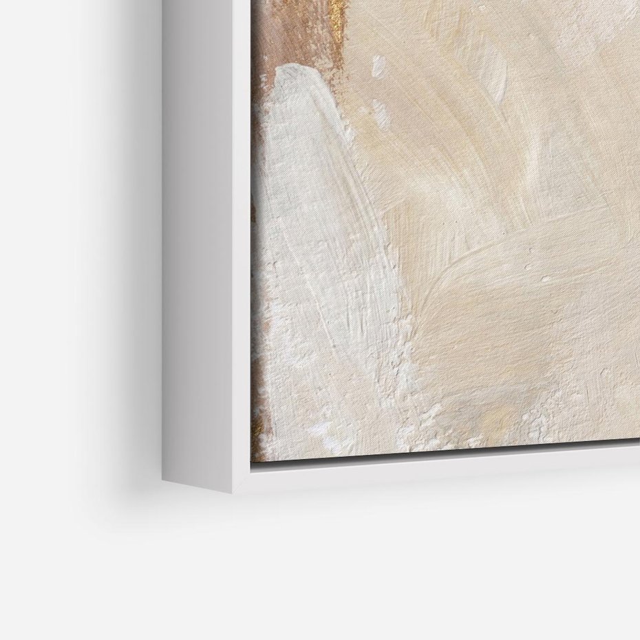 Obraz w ramie 50x50 - Elegancja w Złocistym Chaosie - złoto beż, abstrakcja - rama biała