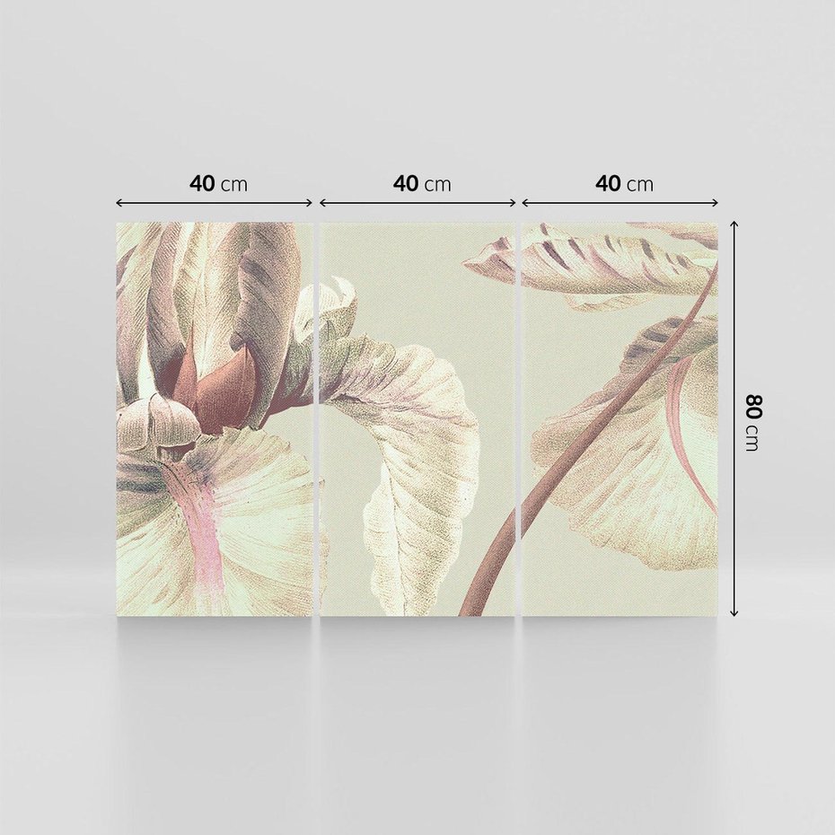 Obraz na płótnie 120x80 - Przenikanie światów barw - kwiaty vintage, tropikalne rośliny