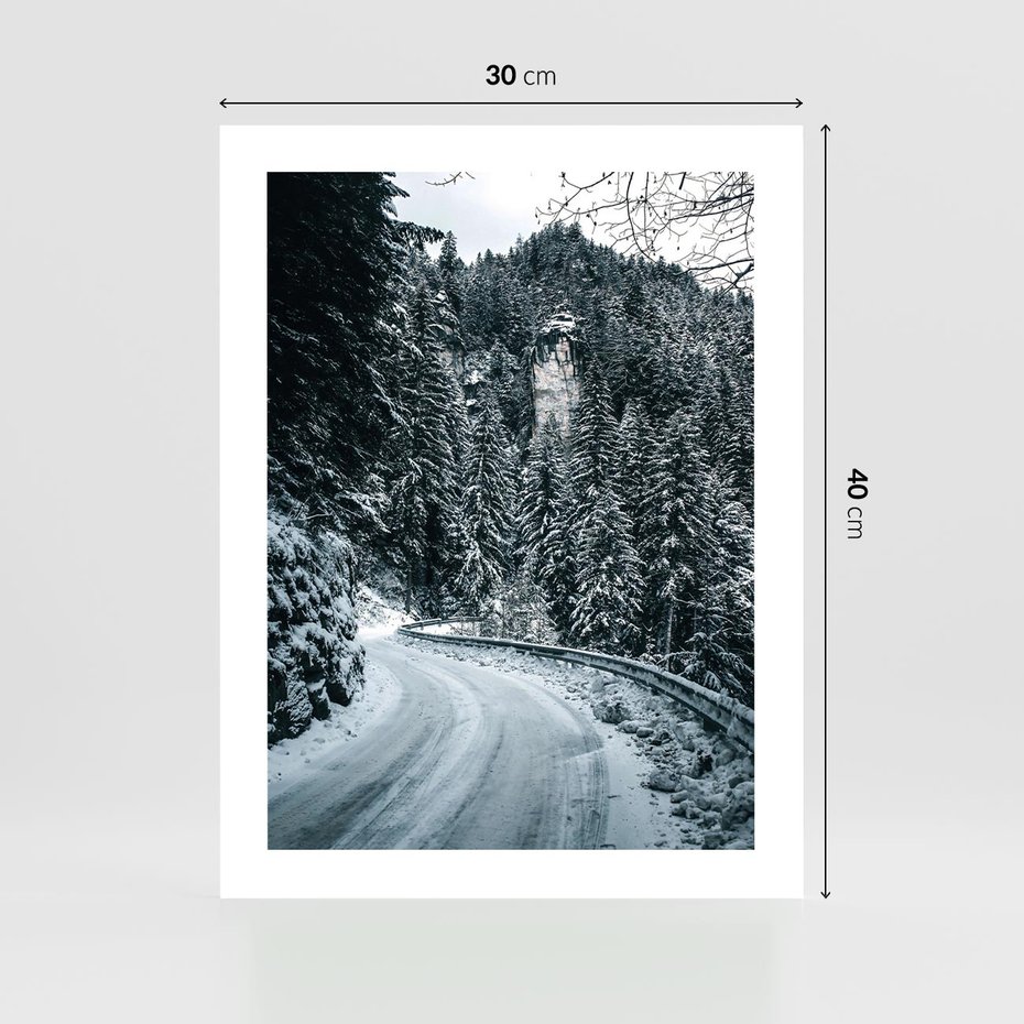 Plakat bez ramy 30x40 - Zimowa Przygoda - zima w górach, droga
