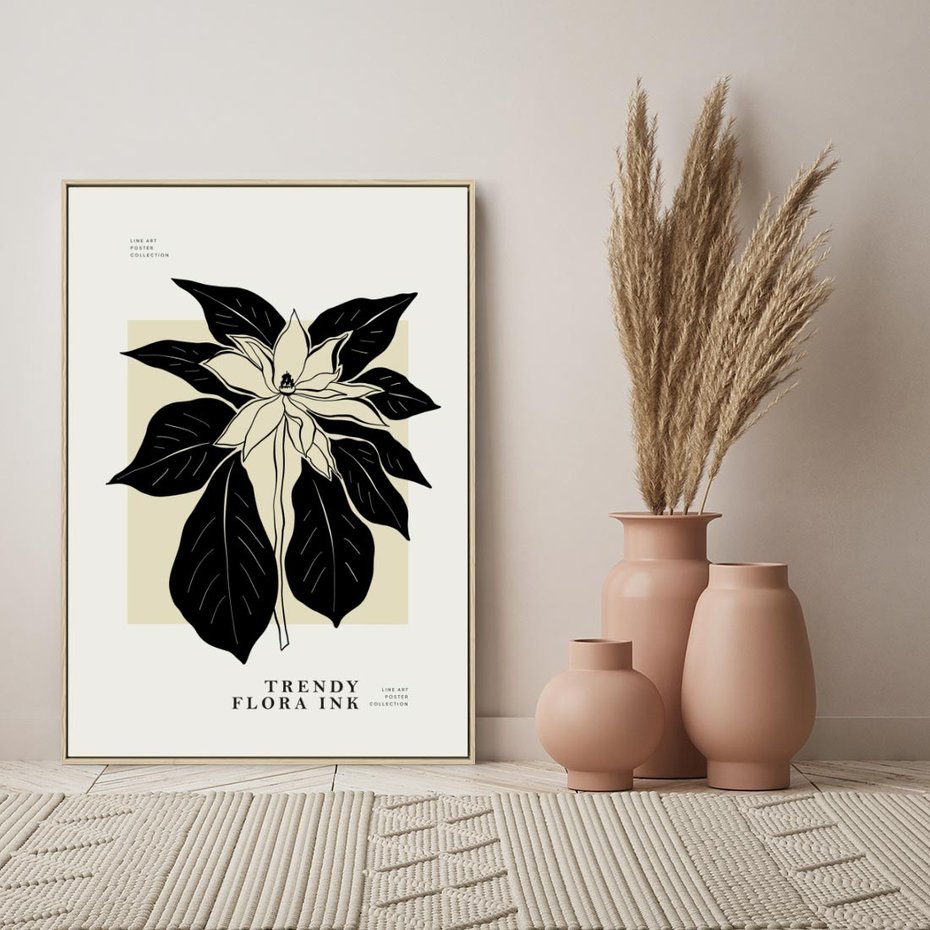 Obraz w ramie 50x70 - Melancholia przerywanych linii - wiaty, typografia - rama drewno