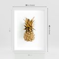Plakat w ramie 30x40 - Ekskluzywny Akcent - złoty, ananas - rama biała