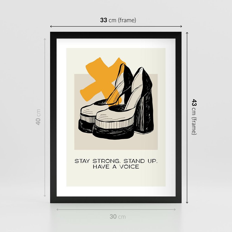 Plakat w ramie 30x40 - Kobiece Obcasy - plakat, minimalizm - rama czarna