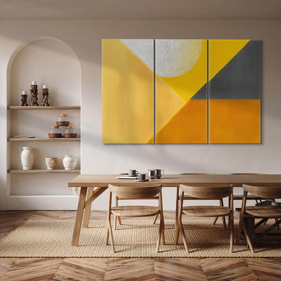 Obraz na płótnie 120x80 - Harmonia migoczących ognisk - intensywne ciepłe kolory, słoneczny żółty