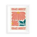 Plakat w ramie 40x50 - Retro Radość - typografia, wesołe kwiaty - rama biała