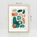 Plakat w ramie 30x40 - Kolorowe Przenikanie - przypadkowe abstrakcyjne plamy, pomarańczowy i zielony - rama drewno