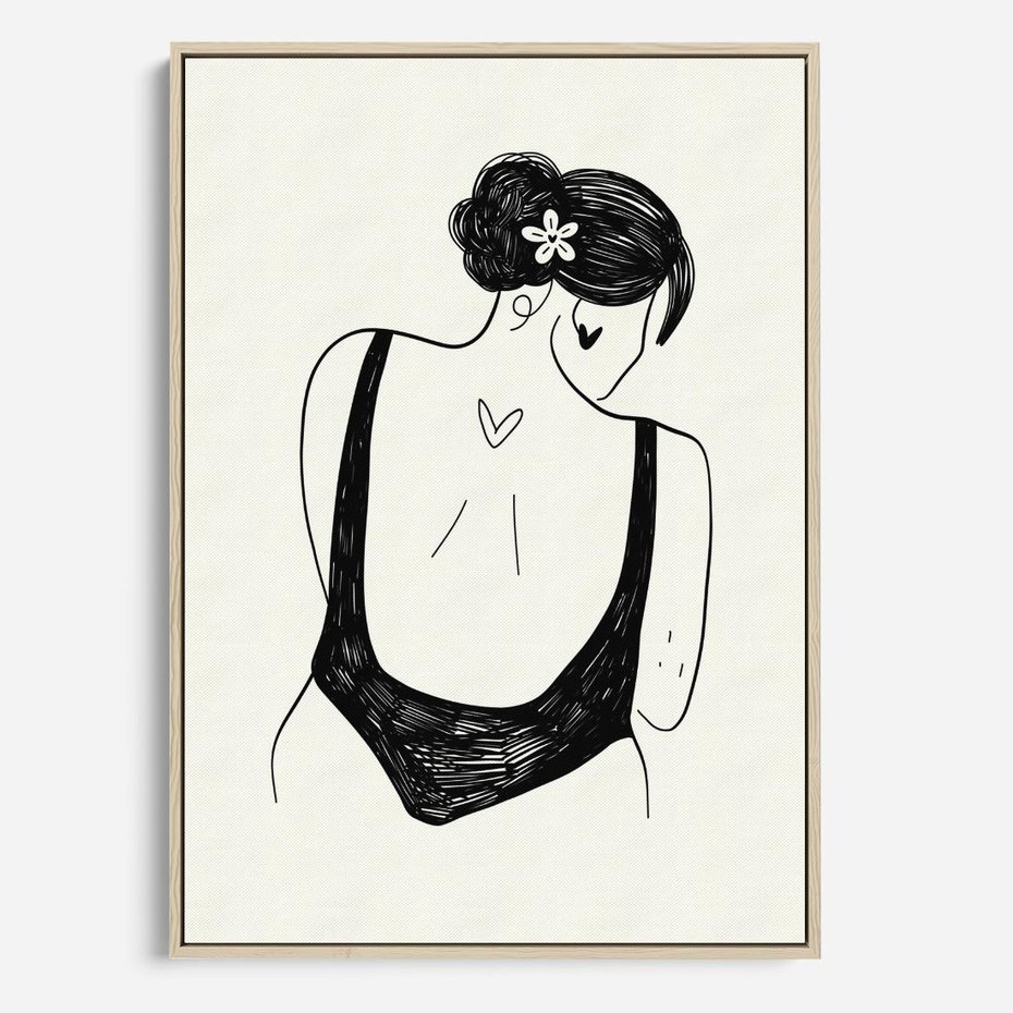 Obraz w ramie 80x120 - Echa Piękna - piękno kobiecego ciała, kobieta - rama drewno