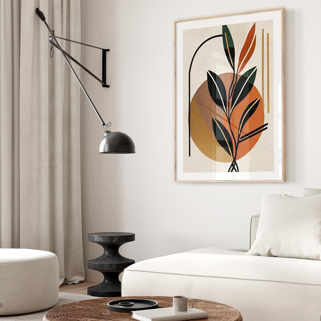 Plakat w ramie 40x50 - Boho Impulsy Kreatywności - boho obraz, abstrakcja - rama drewno