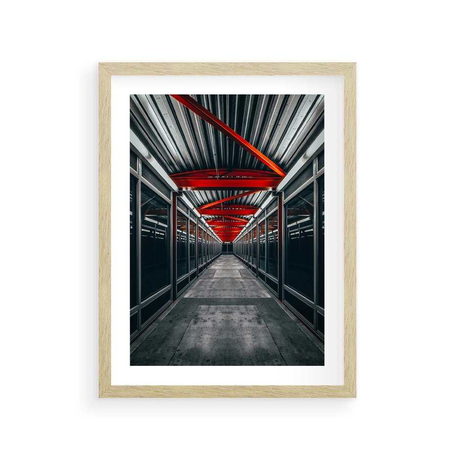 Plakat w ramie 30x40 - Nieskończoność Przestrzeni - korytarz, perspektywa - rama drewno