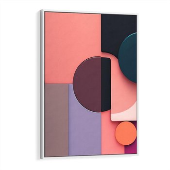 Obraz w ramie 50x70 - Przenikanie przestrzeni czasu - abstrakcja, geometria - rama biała