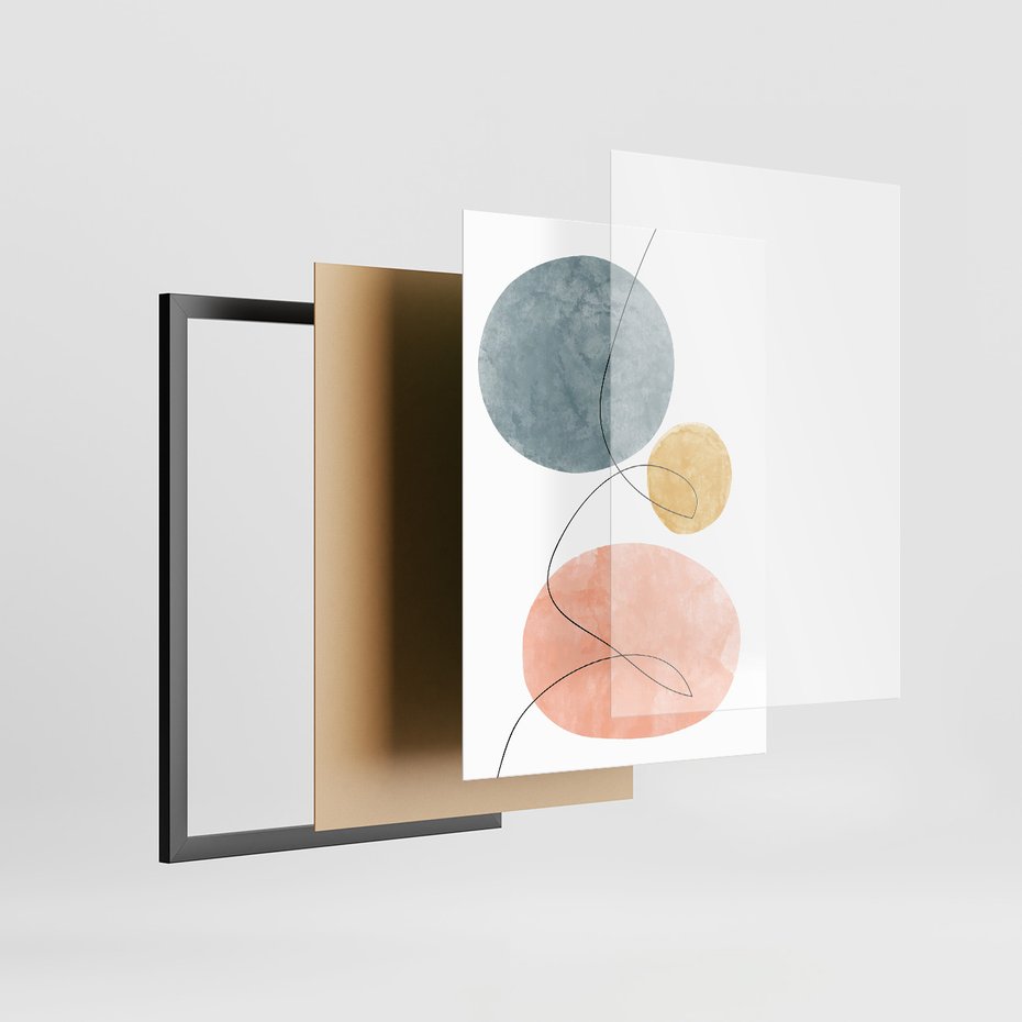 Zestaw obrazy w ramie 40x50 galeria - Abstrakcja, akwarela, plamy - rama czarna