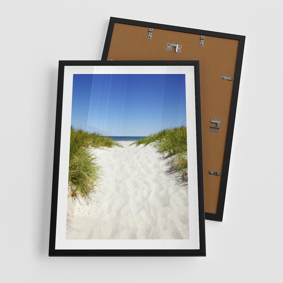 Plakat w ramie 50x70 - Relaks nad Morskimi Wzgórzami - plaża, wydmy - rama czarna