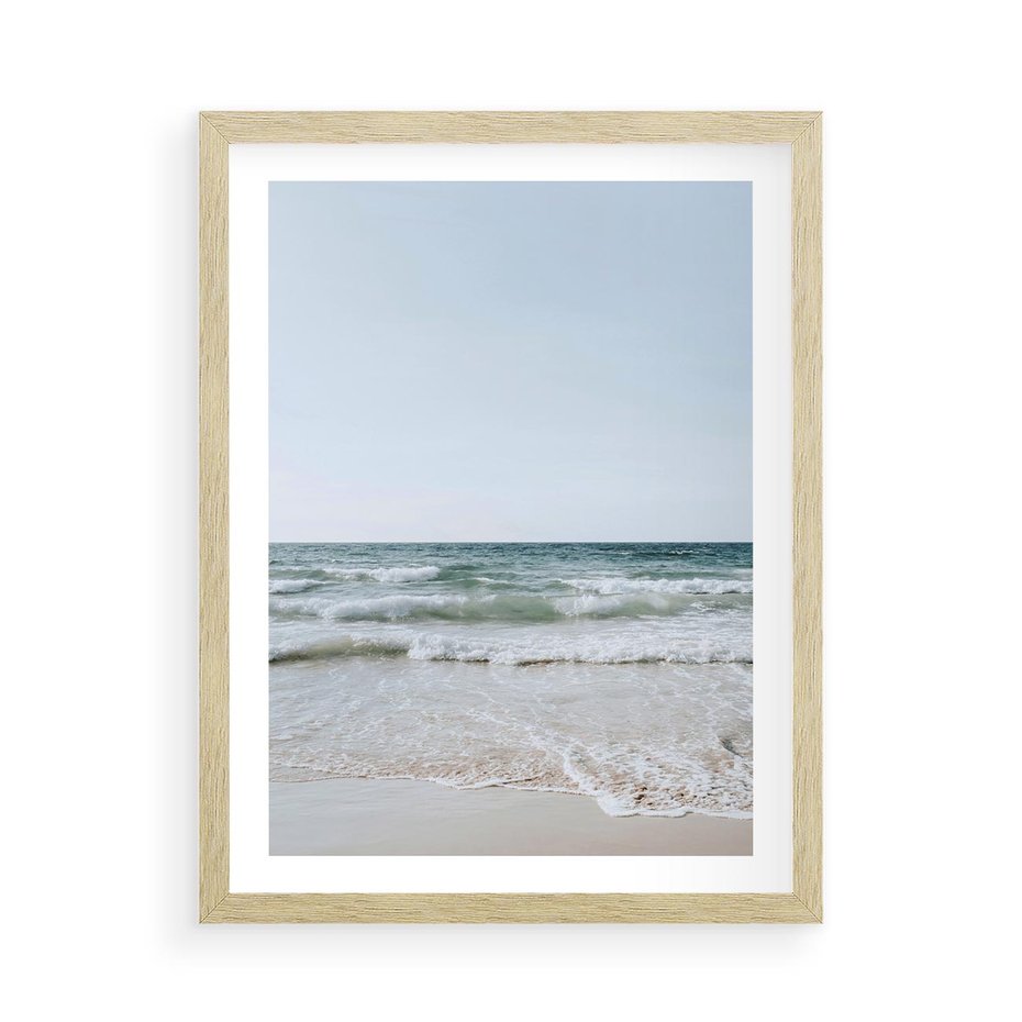 Plakat w ramie 50x70 - Spokój nad Brzegiem - plaża, morze - rama drewno
