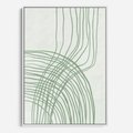 Obraz w ramie 80x120 - Migotliwa Spokojna Zieleń - zielony plakat, abstrakcyjne splątane linie - rama biała