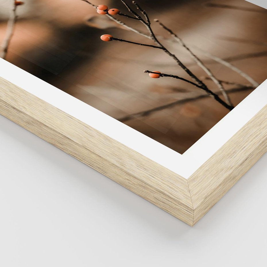 Plakat w ramie 50x70 - Jarzębina w Pejzażu - jesień, gałązka - rama drewno