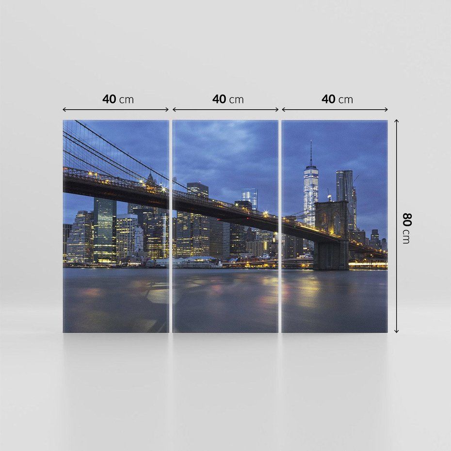 Obraz na płótnie 120x80 - Mosty Manhattanu nocą - most, Nowy Jork