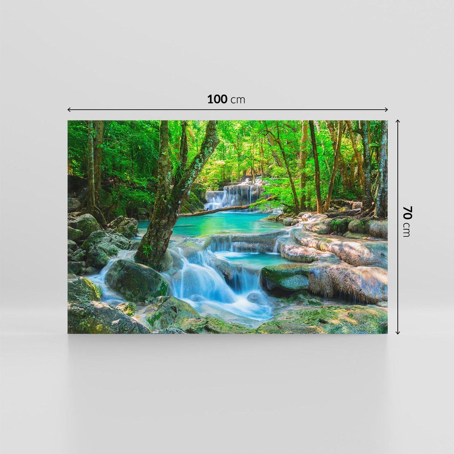 Obraz na płótnie 100x70 - Magia w lesie nad rzeką - wodospad, rzeka