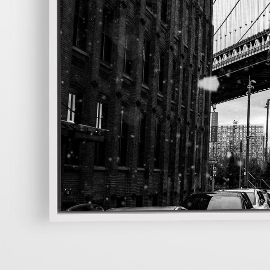 Obraz w ramie 120x80 - Ikona Miasta - Nowy Jork, most - rama biała