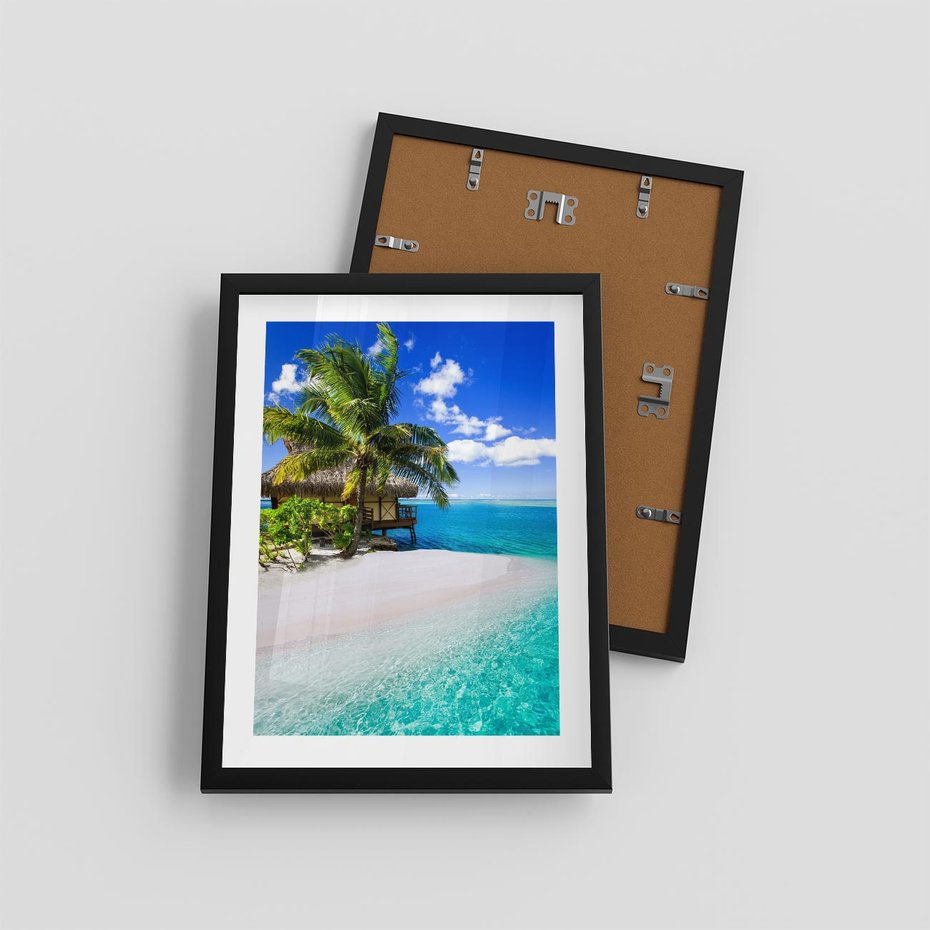 Plakat w ramie 30x40 - Zaklęte palmy tropików - palmy, ocean - rama czarna