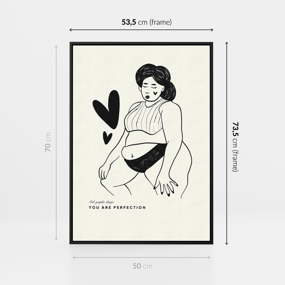 Obraz w ramie 50x70 - Wyrażenie Piękna - rysunek, sztuka nowoczesna - rama czarna