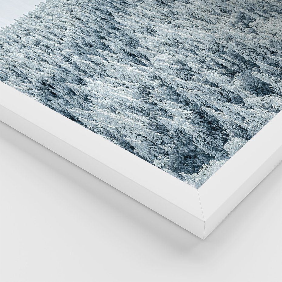 Zestaw obrazy w ramie 40x50 galeria - Zima, górski, domek, śnieg - rama biała