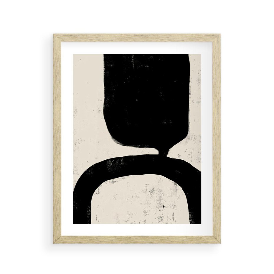 Plakat w ramie 40x50 - Przenikające Plamy - abstrakcyjna sztuka, minimalizm - rama drewno