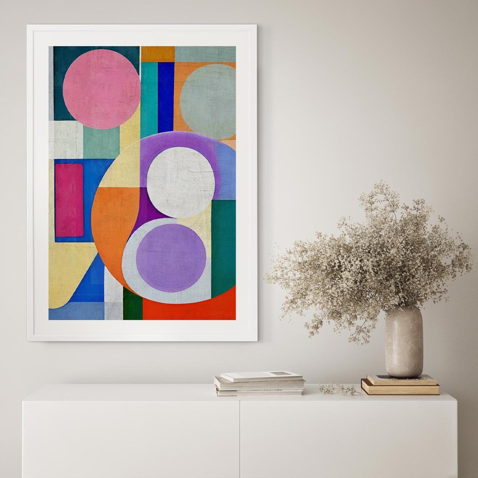 Plakat bez ramy 30x40 - Migotliwe Impulsy Dźwięku - różne geometryczne formy, koła