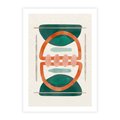 Plakat bez ramy 30x40 - Oryginalny obraz abstrakcyjny w nowoczesnym stylu. Geometryczne akwarelowe kształty w intensywnych odcieniach zieleni i pomarańczu. Doskonała dekoracja dla miłośników sztuki. - abstrakcyjny obraz, sztuka nowoczesna