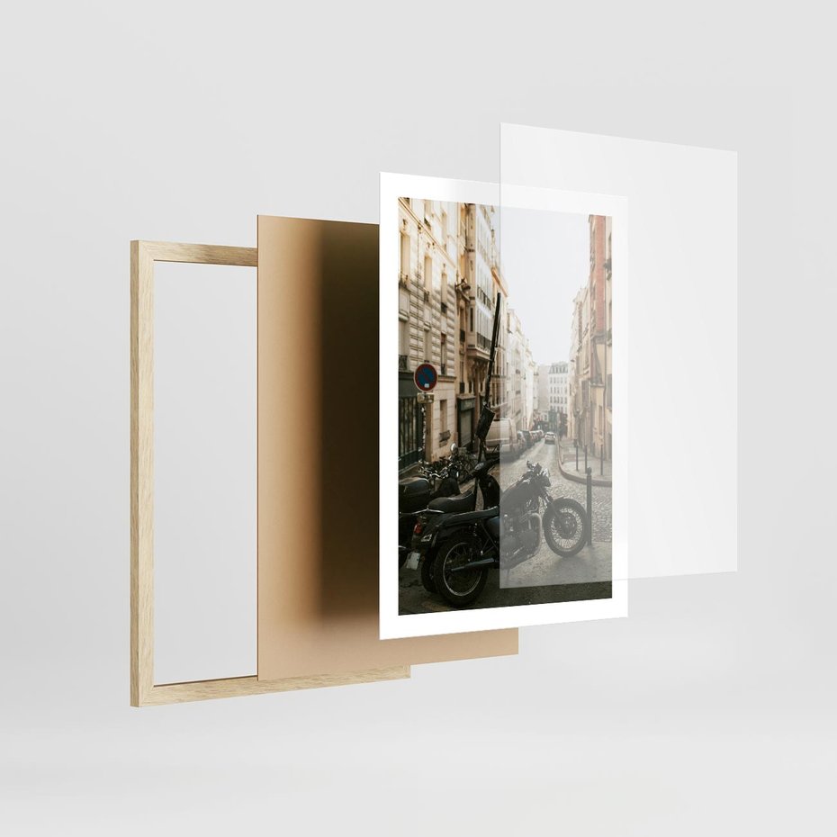 Plakat w ramie 50x70 - Ducha Przygody - motor, uliczka - rama drewno