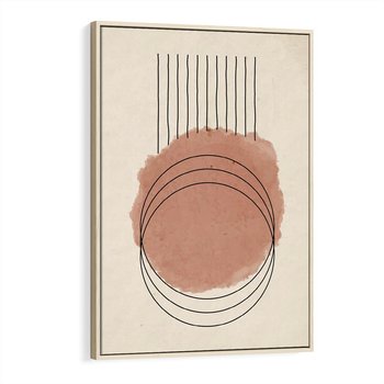 Obraz w ramie 80x120 - Migotliwe Kontury - akwarelowa plama, geometryczne szkicowane kształty - rama drewno