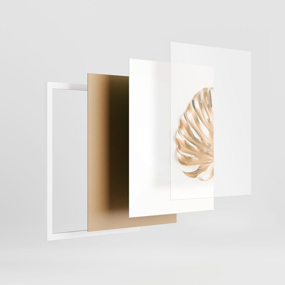 Zestaw obrazy w ramie 40x50 galeria - Złoty, ananas, monstera, gold - rama biała