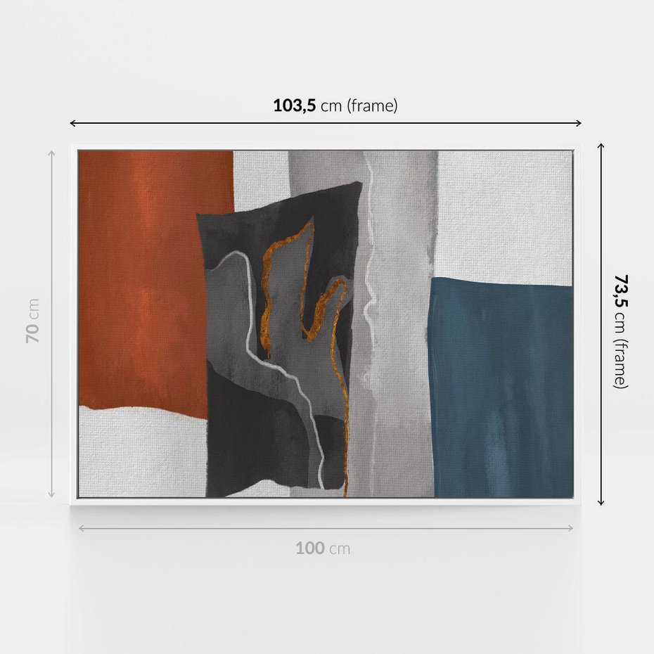 Obraz w ramie 100x70 - Nowoczesna geometria - nowoczesny, geometryczny - rama biała