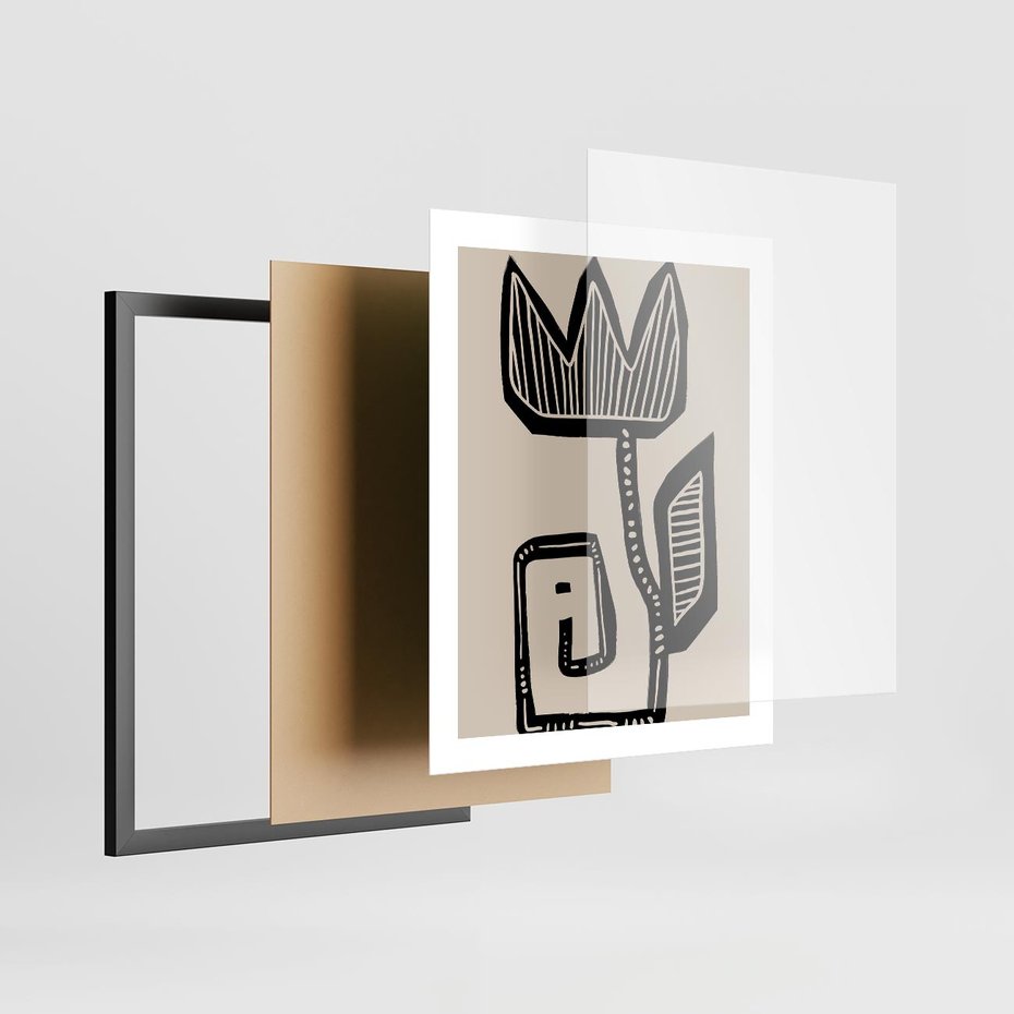 Plakat w ramie 40x50 - Migotliwa Symfonia Kwiatu - kwiat, nowoczesna grafika - rama czarna