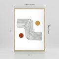 Plakat w ramie 50x70 - Kontury Harmonii - nieregularne linie, koła - rama drewno