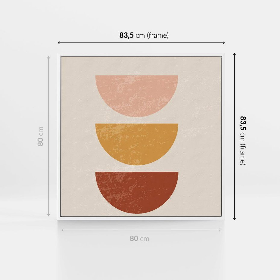 Obraz w ramie 80x80 - Geometryczne Wibracje - boho plakat, geometryczny - rama biała