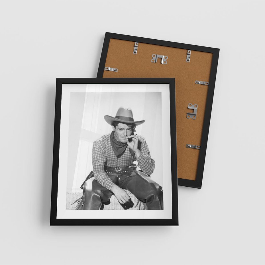 Plakat w ramie 40x50 - Dziki Zachód - retro zdjęcie, czarno białe - rama czarna