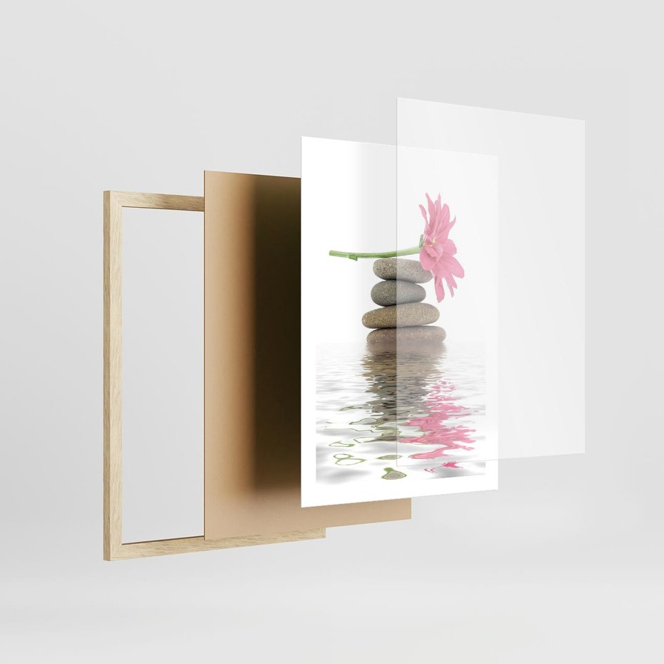 Plakat w ramie 50x70 - Kwiatowe japońskie spa - japońskie, spa - rama drewno