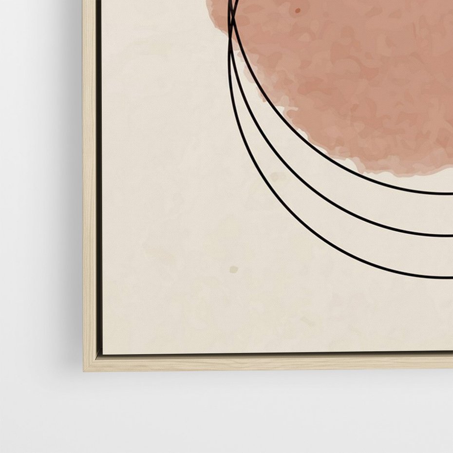 Obraz w ramie 50x70 - Migotliwe Kontury - akwarelowa plama, geometryczne szkicowane kształty - rama drewno