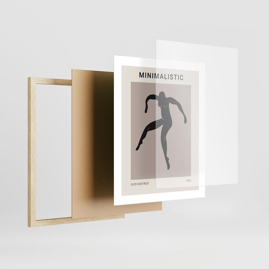 Plakat w ramie 40x50 - Sztuka Nowoczesności: Minimalistyczny Plakat - modern art, minimalistyczny plakat - rama drewno