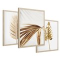 Zestaw obrazy w ramie 40x50 galeria - Złote, palmy, liście, tropikalne, minimalizm - rama drewno