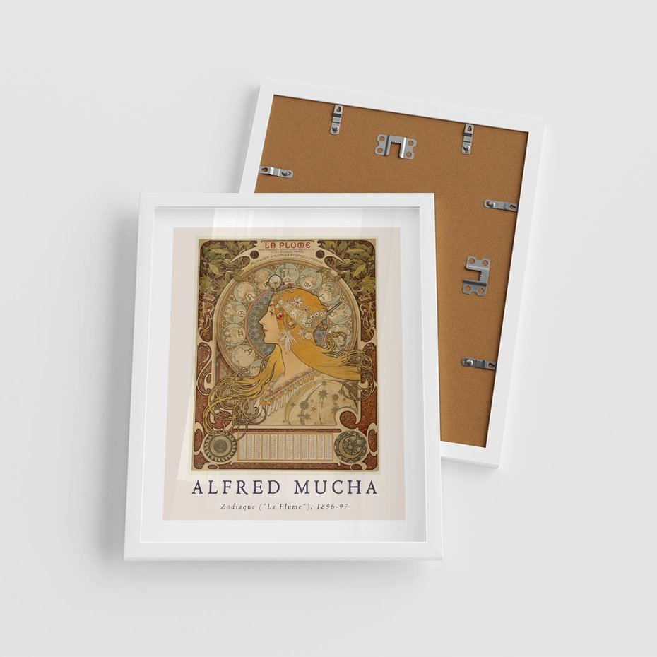 Plakat w ramie 40x50 - Mucha: Reprodukcja i Typografia na Plakacie - reprodukcja, alfons mucha - rama biała