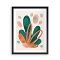 Plakat w ramie 50x70 - Harmonia bez Harmonii - akwarelowe abstrakcyjne kształty, zieleń i pomarańcz - rama czarna