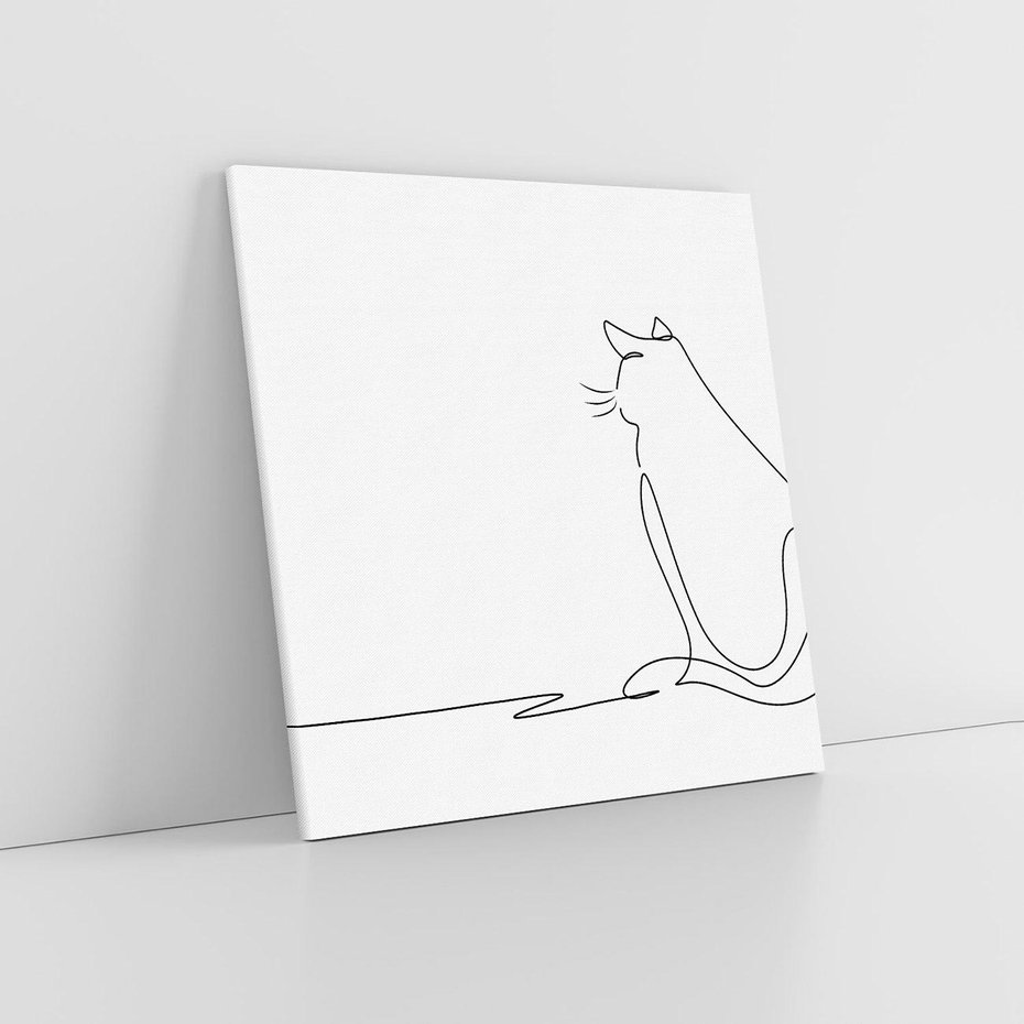 Obraz na płótnie 60x60 - Koci Szkic - szkic, line art