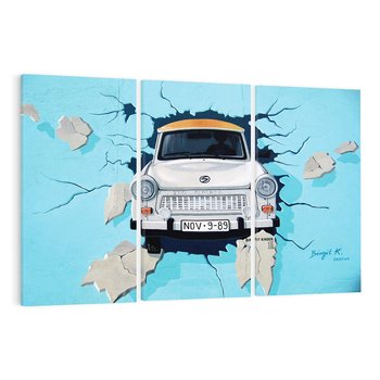 Obraz na płótnie 120x80 - Graffiti wśród gór artystyczne spojrzenie - samochód, graffiti