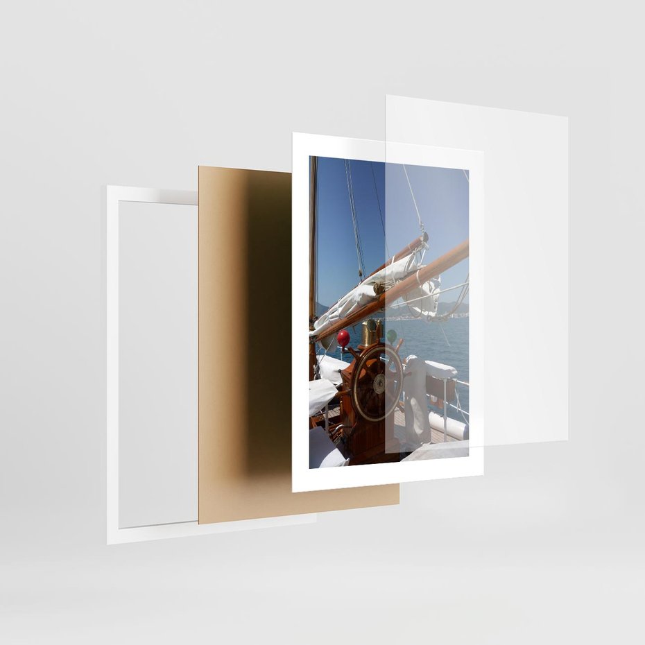 Plakat w ramie 30x40 - Podróż Morska - statek, ster - rama biała