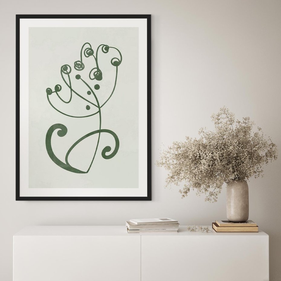 Plakat w ramie 40x50 - Zieleń Wyjątkowego Ukojenia - zielony odcień, abstrakcja - rama czarna