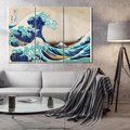 Obraz na płótnie 120x80 - "Wielka Fala u wybrzeży Kanagawy" Katsushiki Hokusai - Reprodukcja - reprodukcja, obraz na płótnie