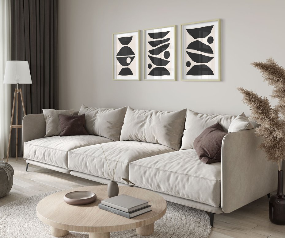 Zestaw obrazy w ramie 40x50 galeria - Abstrakcyjne, kształty, geometryczne - rama drewno