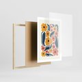 Plakat w ramie 50x70 - Pastelowe Impresje - pastelowe kwiaty, abstrakcyjna kompozycja - rama drewno