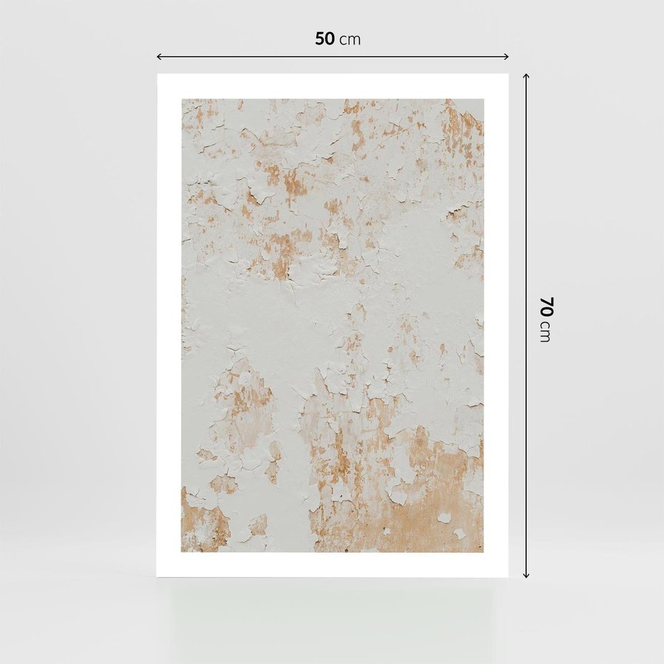 Plakat bez ramy 50x70 - Beżowa Ściana z Łuszczącą Się Farbą - stara ściana, beżowa