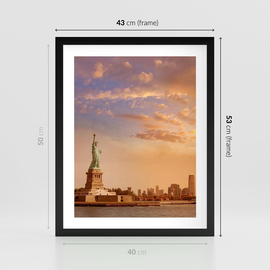 Plakat w ramie 40x50 - Statua wolności w Nowym Jorku - Nowy Jork, statua - rama czarna
